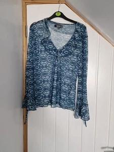 Missguided Top Blouse Size 10 Blue - Picture 1 of 4