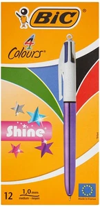 BIC 4 Colours Shine Ballpoint Pens - Metallic Purple Body, Box of 12 12 Count (P - Bild 1 von 6