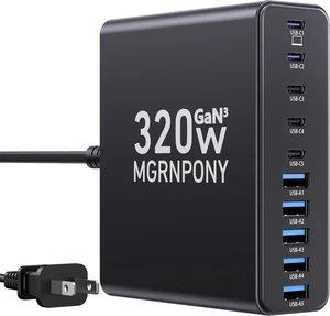 MGRNPONY 320W USB C Charger Block, 10-Port C Charging Station GaN III PD 65W - Picture 1 of 5