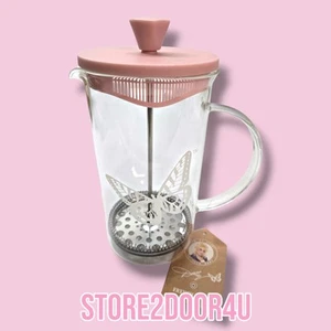 DOLLY PARTON Coffee French Press Glass 🦋 Pink Butterfly NEW - Picture 1 of 6