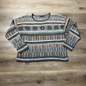 The Peruvian Connection Sweater XL Geometric 100% Pima Cotton Pattern Pullover - Picture 1 of 9