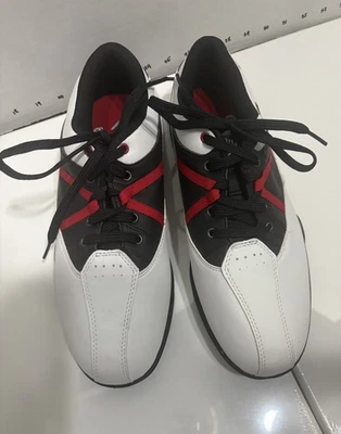 Zapatos de golf Callaway para hombre talla 9 blancos negros rojos tacos suaves con púas #47942  Foto 1 de 4