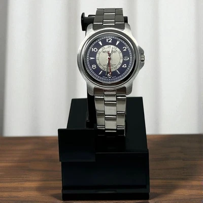 Wrangler Mens Watch Silver Stainless Steel Blue Dial Date New Battery 7.75" - Image 1 of 4