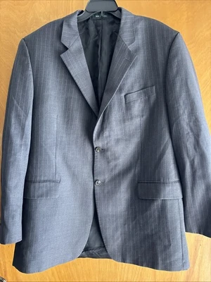 Lauren Ralph Lauren 48L Wool Blazer Sport Coat Suit Jacket Charcoal Pinstripes - Image 1 of 4