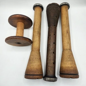 Vintage Wooden Textile Mill Beehive Bobbins or Spools/Candle Holders Set Of 4 - Picture 1 of 8