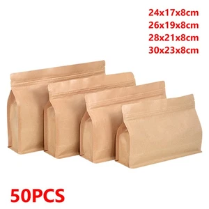Kraftpapier Standbodenbeutel Stehbeutel Druckverschlussbeutel Beutel 50 Stück - Picture 1 of 6