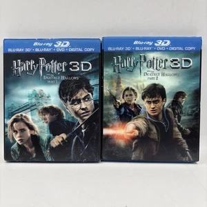 Harry Potter And The Deathly Hallows Blu-Ray 3D + DVD Part 1 &2 W/ 3D Slipcover - Picture 1 of 24