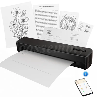 Thermal Printer Wireless Inkless Portable  Printer Support Letter & A4 LOT - Image 1 of 4