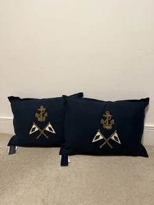 Polo Ralph Lauren Cushions Set x 2 Navy - Picture 1 of 14