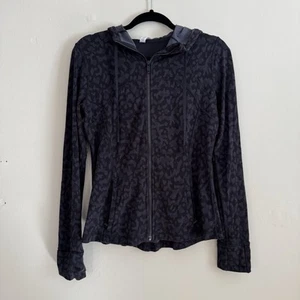 Lululemon Hooded Define Jacket Black Leopard Print Women’s Size 10 - Picture 1 of 9