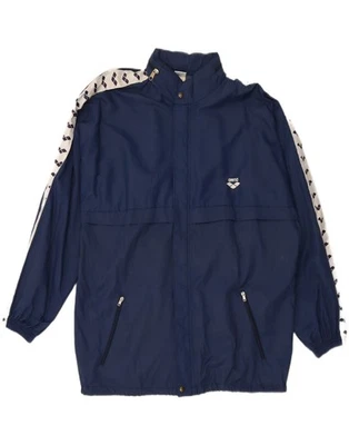 Chaqueta de lluvia grande con capucha gráfica ARENA para hombre azul marino bloques de colores NA15 Foto 1 de 3