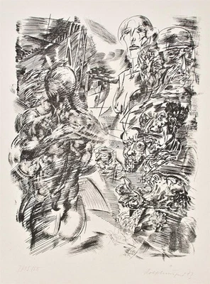 Rolf Münzner Frauenakt Surrealismus Leipziger Schule Lithografie 1973 I/15/50 - Bild 1 von 2