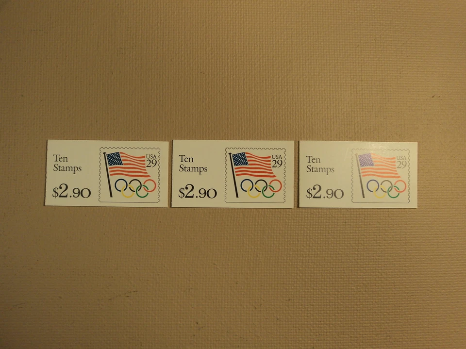 USPS Scott 2528a 29c 3 Books Flag Olympic Rings 30 Stamps 3 Panes Mint Booklet - Image 1 of 1