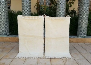 2 Moroccan Rug Beni ourain 4'9"x2'6" Ft Rug Handmade Authentic Wool Carpet     - Picture 1 of 12