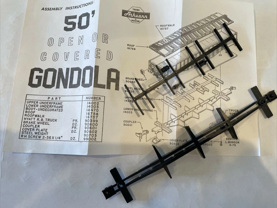 Athearn HO 50' Flat, Gondola Car Parts #14002 & 14003 Upper & Lower Underframes - Image 1 of 1