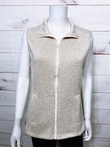 Lands' End Womens Jacket Vest Size M Beige Full Zip Pockets Sleeveless - Picture 1 of 8