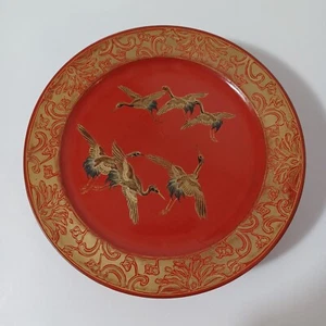 Meiji Makei Gold Kraniche auf rotem Lack 7 Zoll 4 Teller - Bild 1 von 13