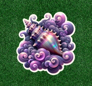 Beautiful ornate purple conch 100% waterproof vinyl sticker decal - many sizes - Picture 1 of 1