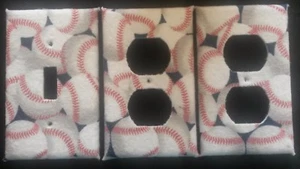 BASEBALL LIGHT SWITCH COVER AND OUTLET PLATES, FUN & ACTIVE! -FREE SHIPPING - Picture 1 of 2