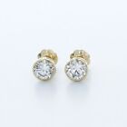 1 CT F SI2 Round Cut Earth Mined Certified Diamonds 14k Gold Classic Earrings