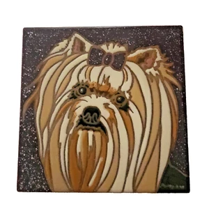 Azulejo pintado a mano para perro maltés por azulejo de calabaza 6 x 6" - Imagen 1 de 4