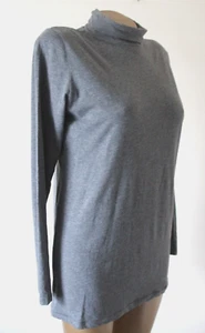 Majestic Filatures Grau Kaschmir Baumwolle Rollkragen Langarm Top Gr. 2 UK M - Bild 1 von 3