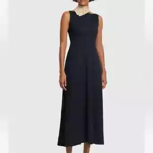 TOTEME NWT Orig $440 Sleeveless Blue Melange Boatneck Jersey Dress Size M - Picture 1 of 6