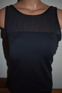 Lands End women's black mesh tankini swimsuit top  16 D CUTE! high neck - Picture 1 of 3