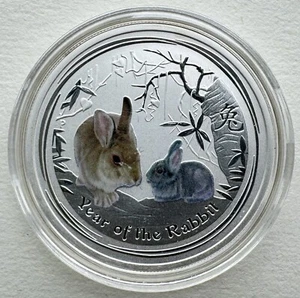 Australia Perth Mint 2011 Lunar Chinese Rabbit Zodiac Color Silver Coin 1/2oz - Picture 1 of 2