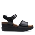 Clarks Womens Lizby Strap Black Leather Sandals