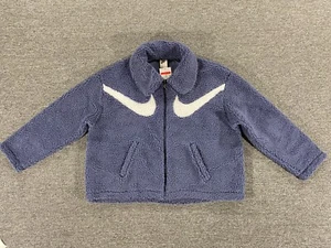 Nike Sherpa Fleece Full Zip Double Swoosh Jacket DD5620-437 Blue Women’s Large - Picture 1 of 12
