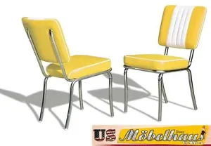 CO24 Yellow Bel Air Furniture 2 Chairs Diner Kitchen IN Style Der 50er Years USA - Picture 1 of 6