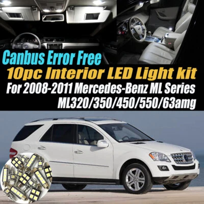 10Pc Error Free White Interior LED Light Kit for 2008-11 Mercedes-Benz ML Series - Image 1 of 4