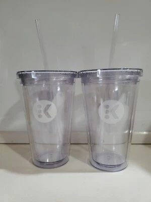 2 nuevos vasos de viaje Keurig aislados de plástico transparente Contigo cierre automático tapa pajita Foto 1 de 2