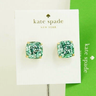 Nuevo con etiquetas Pendiente Kate Spade Cuadrado Brillo $38 Turquesa Azul Claro Aqua Foto 1 de 4