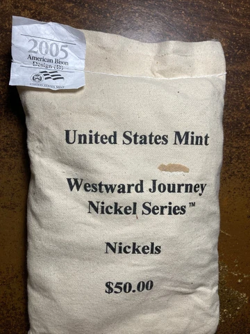 2005-D Westward Journey Nickels 1000ct $50 Mint sealed Canvas Bag "Bison" Cover