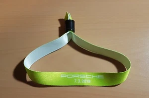 Porsche Band Bracelet Eintrittsband Neon Green From Fabric With Lock With Date - Picture 1 of 1