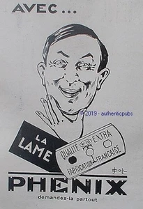 PUBLICITE PHENIX LA LAME DE RASOIR DESSIN SIGNE DOLL DE 1929 FRENCH AD PUB RARE - Picture 1 of 1