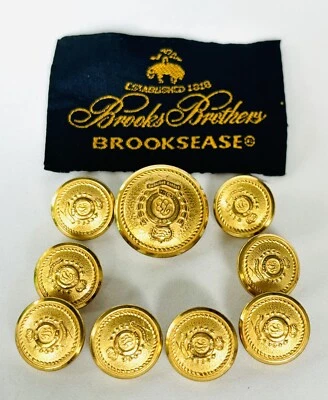 Rare Brooks Brothers Shank Crown Wreath 9 Gold tone metal replacement Buttons - Image 1 of 4