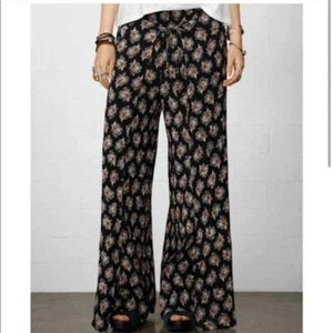 Denim & Supply Ralph Lauren Wide Leg Harem Pants Womens XS Black Floral - Picture 1 of 9