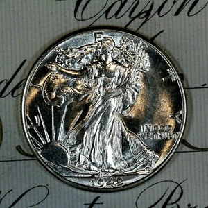 * 1942-P * CH-GEM BU MS WALKING LIBERTY HALF-DOLLAR * FROM ORIGINAL BANK BAG - Picture 1 of 4