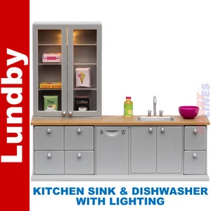 KITCHEN SINK & DISHWASHER with Lighting Doll House LUNDBY 60-6054-00 - Picture 1 of 5
