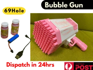 69 Holes Bubble Gun Toy Automatic Bazooka Soap Water Bubble Machine Gift aus - Picture 1 of 9