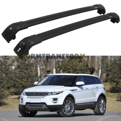 Black Cross Bars For Land Rover Range Rover Evoque 2011-2017 Roof Rack Rails - Image 1 of 4