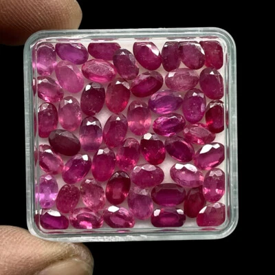 12 Pcs Natural Ruby 6x4mm Oval Cut Rich Red Loose Gemstones Wholesale Lot - Image 1 of 4