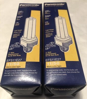 2 Pack) Panasonic Compact Fluorescent  11 Watt EFS11E27 Replacement for 50 Watt - Image 1 of 4