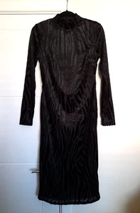 River Island Black Velvet Animal Print Open Back Dress UK 12 NWT - Picture 1 of 9
