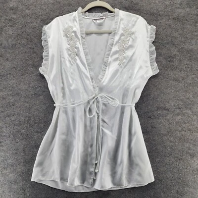 Linea Donatella Robe 女式中号白色缎面短袖 — 第 1/4 张图片