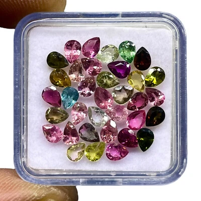 35 Pcs Natural Tourmaline 4x3mm Pear Cut Multi Color Loose Gemstones 5.00 Cts - Image 1 of 4