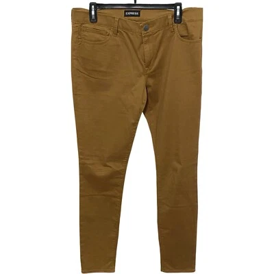 Pantalones Express Med Rise Talla 12 Largos Marrón Elastizados Foto 1 de 4